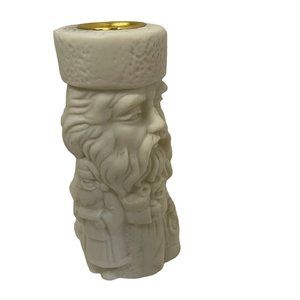 Vintage Porcelain Santa Head Candle Holders beige 2000‎ 5 1/8"
